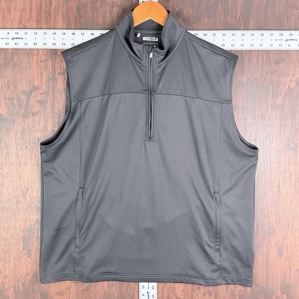 Adidas Climalite 1/2 Zip Golf Vest Sleeveless Pockets Stretch Black Men's Large